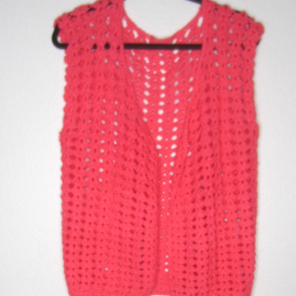 Quirky crochet vest in hot pink - one size
